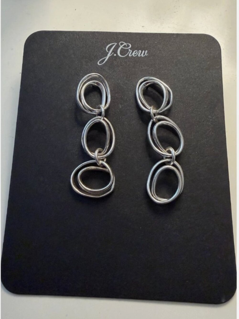 J. Crew Silver Double-Wobble Drop Earrings NEW WITH TAGS